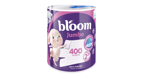 Papīra dvieļi BLOOM JUMBO, 1 rullis/400 loksnes, divi slāņi