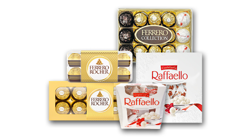 Konfekšu kārbām RAFFAELLO un FERRERO ROCHER