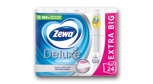 Tualetes papīrs ZEWA DELUXE PURE WHITE, 1 iepak./24 ruļļi, trīs slāņi